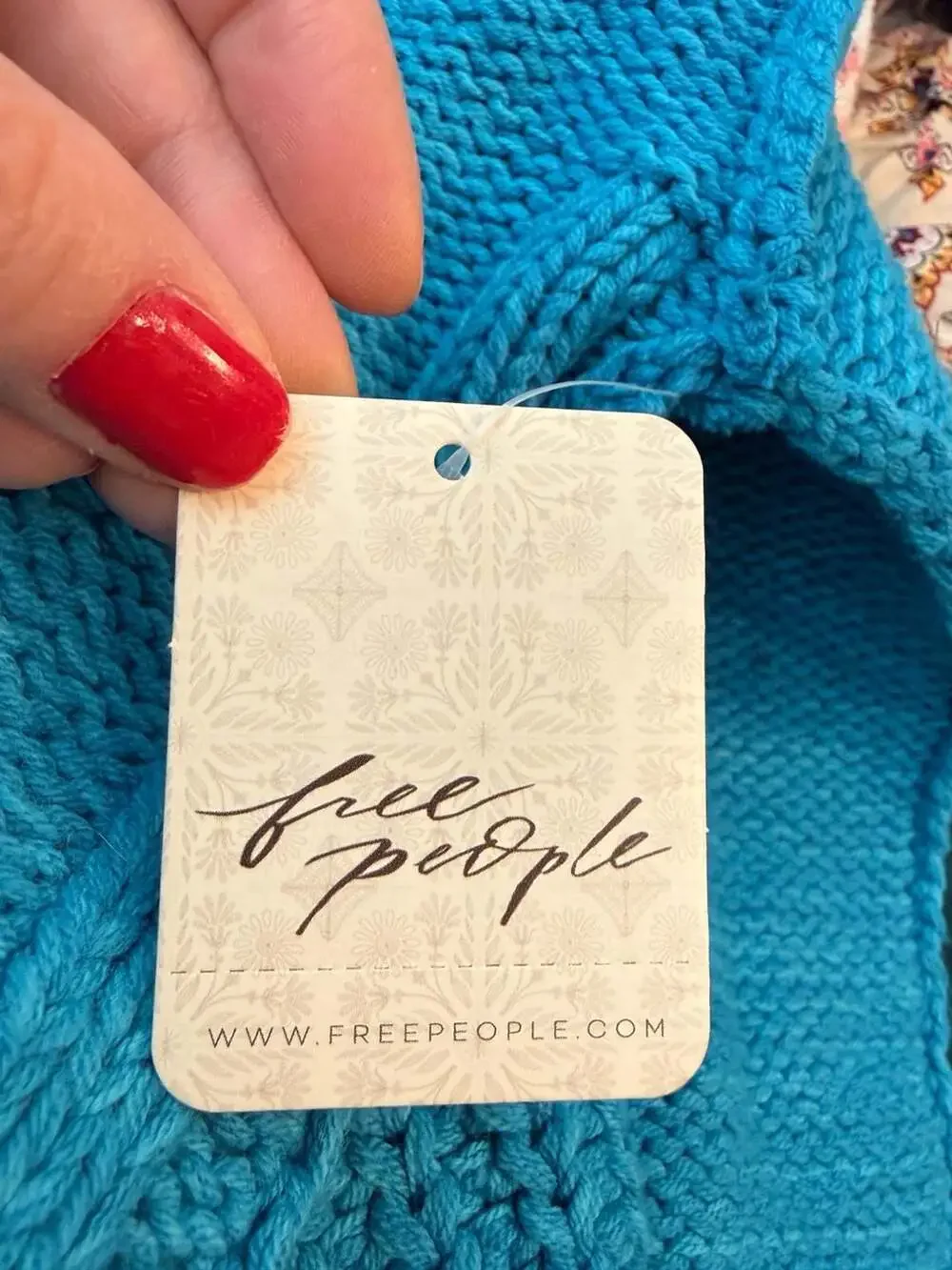 NWT Free People Bell Song Teal Cropped Ribbed Pullover Sweater Size S
